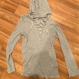 Splendid - Waffle Tie Hooded Sweatshirt